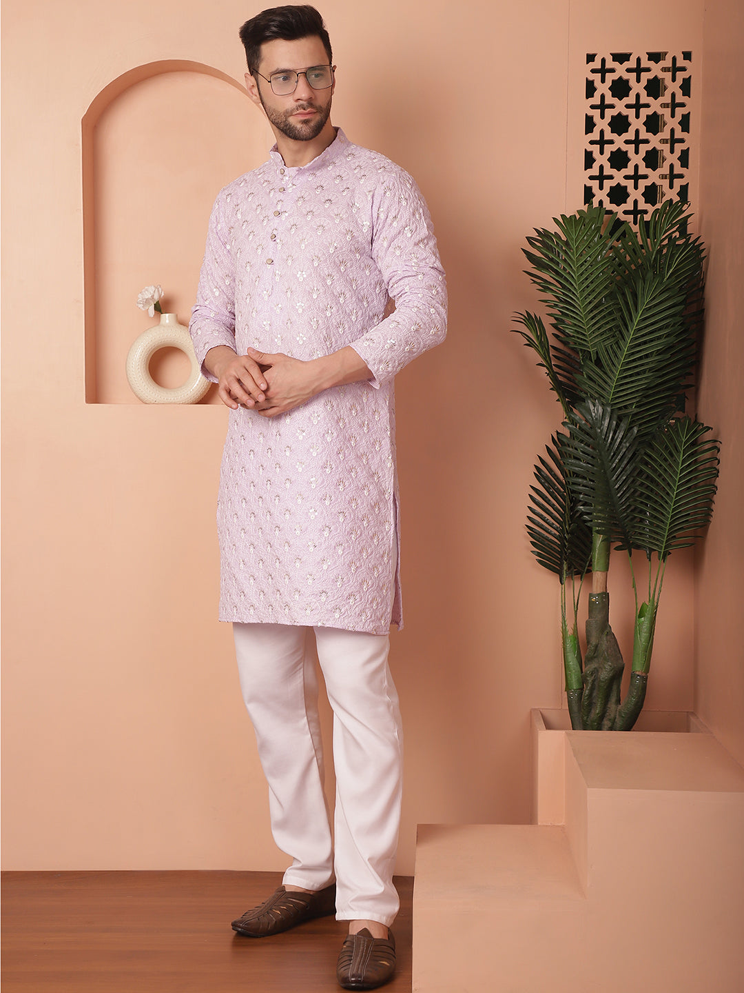 Chikankari Pure Cotton Kurta with Pyjama
