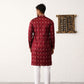 Men's Maroon Chikankari Embroidered Kurta With Pyjama