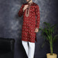 Men's Maroon Chikankari Embroidered Kurta With Pyjama ( JOKP P 5042Maroon )