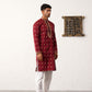 Men's Maroon Chikankari Embroidered Kurta With Pyjama
