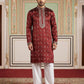 Silk Blend Embroidered Kurta Set for Men