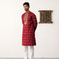 Men's Maroon Chikankari Embroidered Kurta With Pyjama