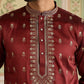 Silk Blend Embroidered Kurta Set for Men