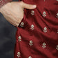 Men's Maroon Chikankari Embroidered Kurta With Pyjama ( JOKP P 5042Maroon )