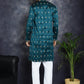 Men's Peacock Blue Chikankari Embroidered Kurta With Pyjama ( JOKP P 5042Peacock )