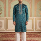 Silk Blend Embroidered Kurta Set for Men