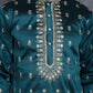 Men's Peacock Blue Chikankari Embroidered Kurta With Pyjama ( JOKP P 5042Peacock )
