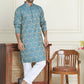 Men's Silk Blend Straight Kurta Pyjama Set ( JOKP P 5043 Blue )