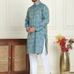 Men's Silk Blend Straight Kurta Pyjama Set ( JOKP P 5043 Blue )