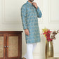 Men's Silk Blend Straight Kurta Pyjama Set ( JOKP P 5043 Blue )