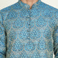 Men's Silk Blend Straight Kurta Pyjama Set ( JOKP P 5043 Blue )