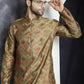 Men Golden Silk Blend Straight Kurta Pyjama Set ( JOKP P 5043Golden )