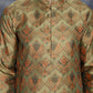 Men Golden Silk Blend Straight Kurta Pyjama Set ( JOKP P 5043Golden )