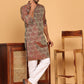 Men's Silk Blend Straight Kurta Pyjama Set ( JOKP P 5043 Maroon )