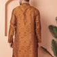 Men Golden Silk Blend Straight Kurtas