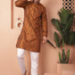 Men Golden Silk Blend Straight Kurtas