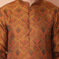 Men Golden Silk Blend Straight Kurtas