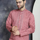 Men's Sequins Embroidered Kurta With Pyjama ( JOKP P 5044Coral )