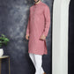 Men's Sequins Embroidered Kurta With Pyjama ( JOKP P 5044Coral )
