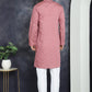 Men's Sequins Embroidered Kurta With Pyjama ( JOKP P 5044Coral )