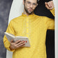 Men's Sequins Embroidered Kurta With Pyjama ( JOKP P 5044Mustard )