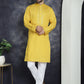 Men's Sequins Embroidered Kurta With Pyjama ( JOKP P 5044Mustard )