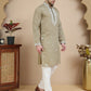 Men's Embroidered Kurta With Pyjama ( JOKP P 5045 Brown )