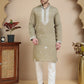 Men's Embroidered Kurta With Pyjama ( JOKP P 5045 Brown )