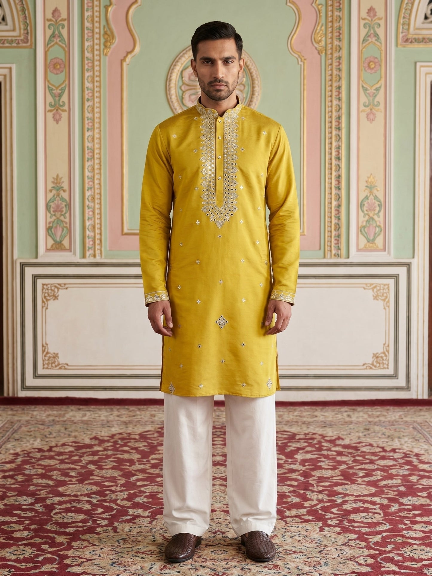 Men's Embroidered Kurta With Pyjama