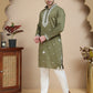 Men's Embroidered Kurta With Pyjama ( JOKP P 5045 Olive )
