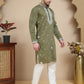 Men's Embroidered Kurta With Pyjama ( JOKP P 5045 Olive )