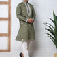 Men's Embroidered Kurta With Pyjama ( JOKP P 5045 P 5045Olive )