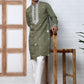 Men's Embroidered Kurta With Pyjama ( JOKP P 5045 P 5045Olive )