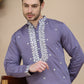 Men's Embroidered Kurta With Pyjama ( JOKP P 5045 Purple )