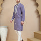 Men's Embroidered Kurta With Pyjama ( JOKP P 5045 Purple )