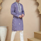Men's Embroidered Kurta With Pyjama ( JOKP P 5045 Purple )
