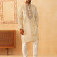 Men's Sequins Embroidered Kurta With Pyjama ( JOKP P 5046Cream )