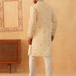 Men's Sequins Embroidered Kurta With Pyjama ( JOKP P 5046Cream )