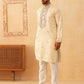 Men's Sequins Embroidered Kurta With Pyjama ( JOKP P 5046Cream )
