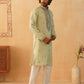 Men's Sequins Embroidered Kurta With Pyjama ( JOKP P 5046Pista )