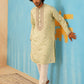 Men's Sequins Embroidered Kurta With Pyjama ( JOKP P 5046Pista )