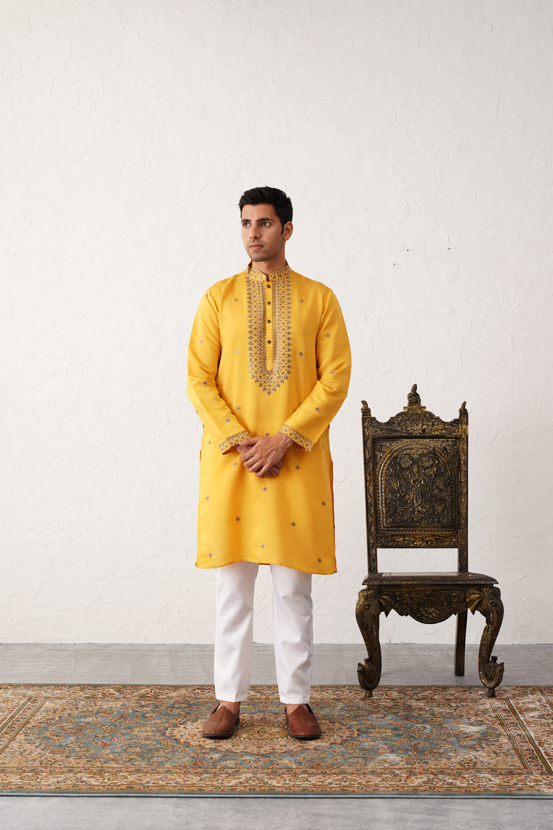 Men's Sequins Embroidered Kurta With Pyjama [FF] [F-7-9]