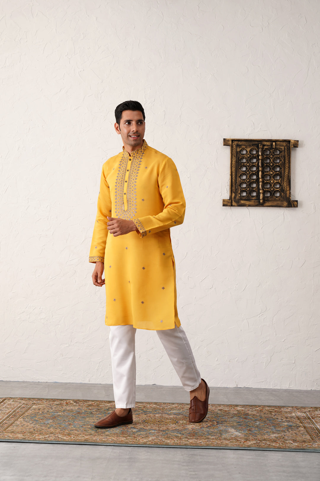 Men's Sequins Embroidered Kurta With Pyjama [FF] [F-7-9]