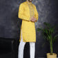 Men's Sequins Embroidered Kurta With Pyjama ( JOKP P 5046Yellow ) [FF] [F-7-9]