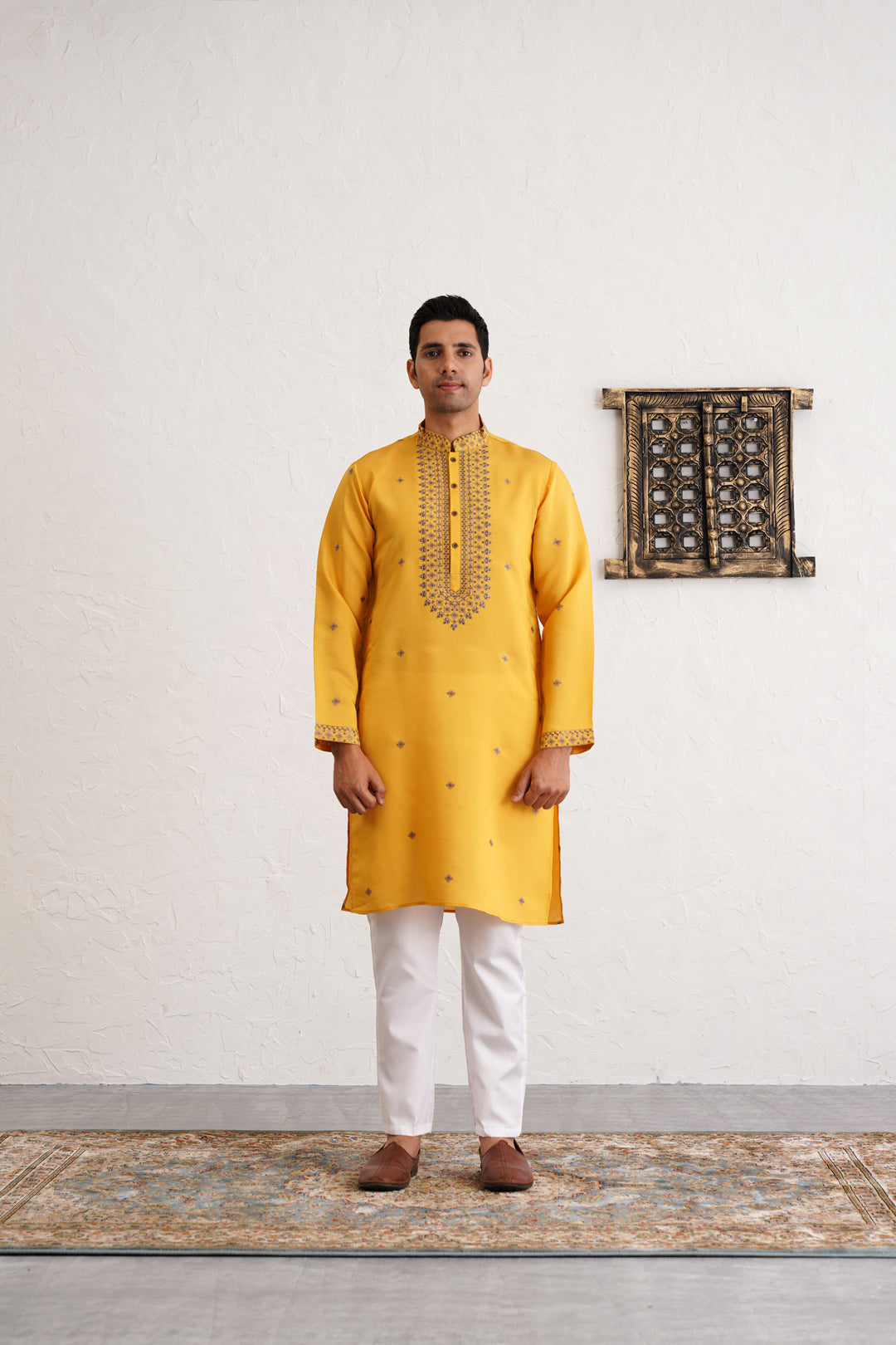 Men's Sequins Embroidered Kurta With Pyjama [FF] [F-7-9]