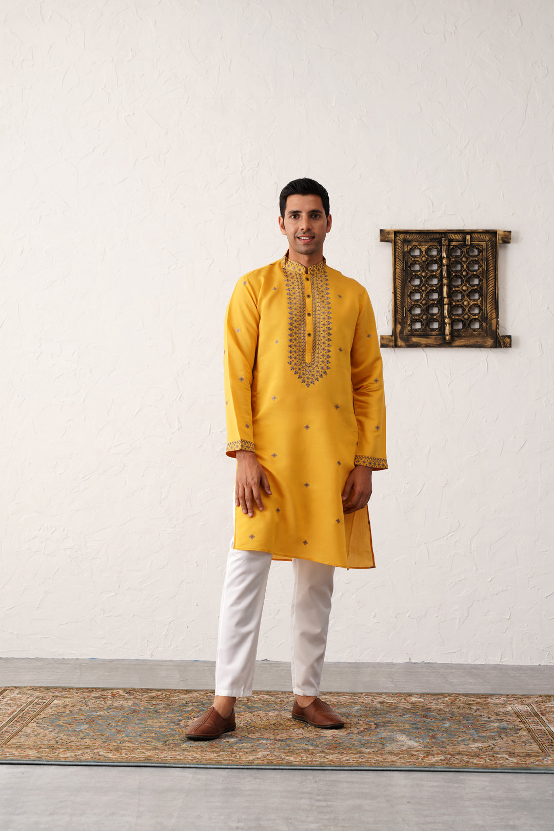 Men's Sequins Embroidered Kurta With Pyjama [FF] [F-7-9]