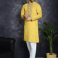 Men's Sequins Embroidered Kurta With Pyjama ( JOKP P 5046Yellow ) [FF] [F-7-9]