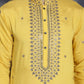 Men's Sequins Embroidered Kurta With Pyjama ( JOKP P 5046Yellow ) [FF] [F-7-9]