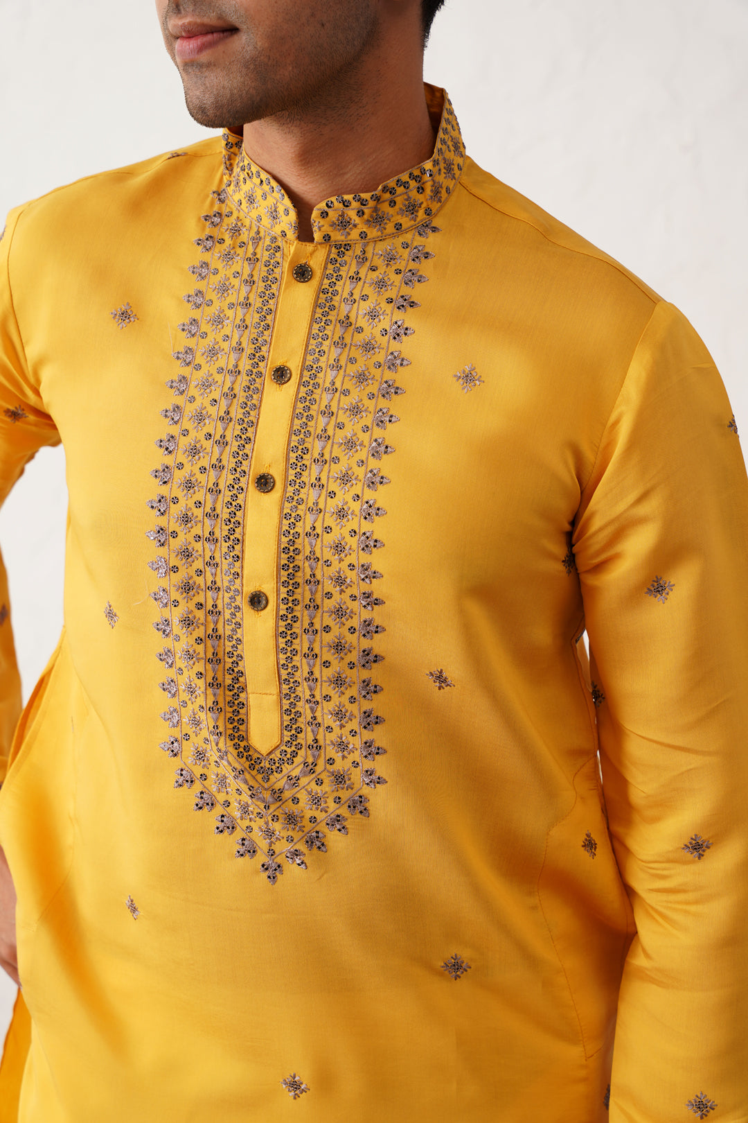 Men's Sequins Embroidered Kurta With Pyjama [FF] [F-7-9]