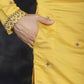 Men's Sequins Embroidered Kurta With Pyjama ( JOKP P 5046Yellow ) [FF] [F-7-9]